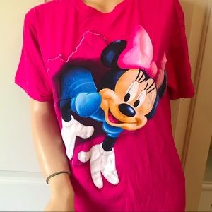 Cute Minnie Mouse Breakthrough Hot Pink Tee shirt Disney front and back